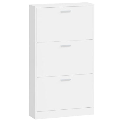 Shoe Cabinet High Gloss White 59x17x108 cm Engineered Wood