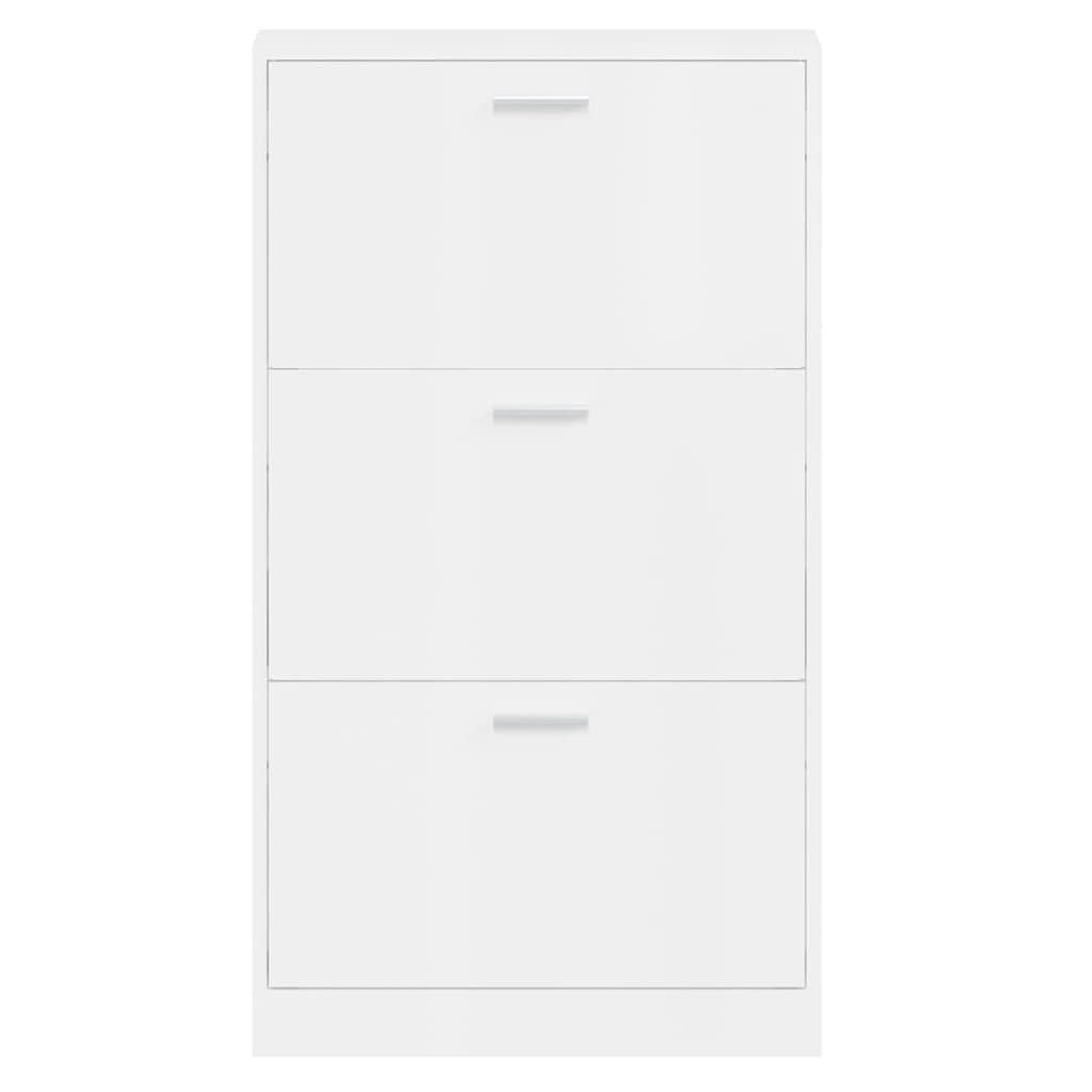 Shoe Cabinet High Gloss White 59x17x108 cm Engineered Wood