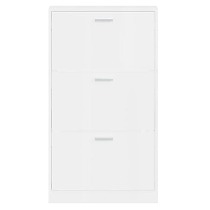 Shoe Cabinet High Gloss White 59x17x108 cm Engineered Wood