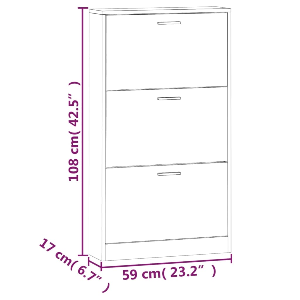 Shoe Cabinet High Gloss White 59x17x108 cm Engineered Wood