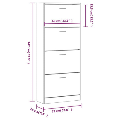 Shoe Cabinet Sonoma Oak 63x24x147 cm Engineered Wood