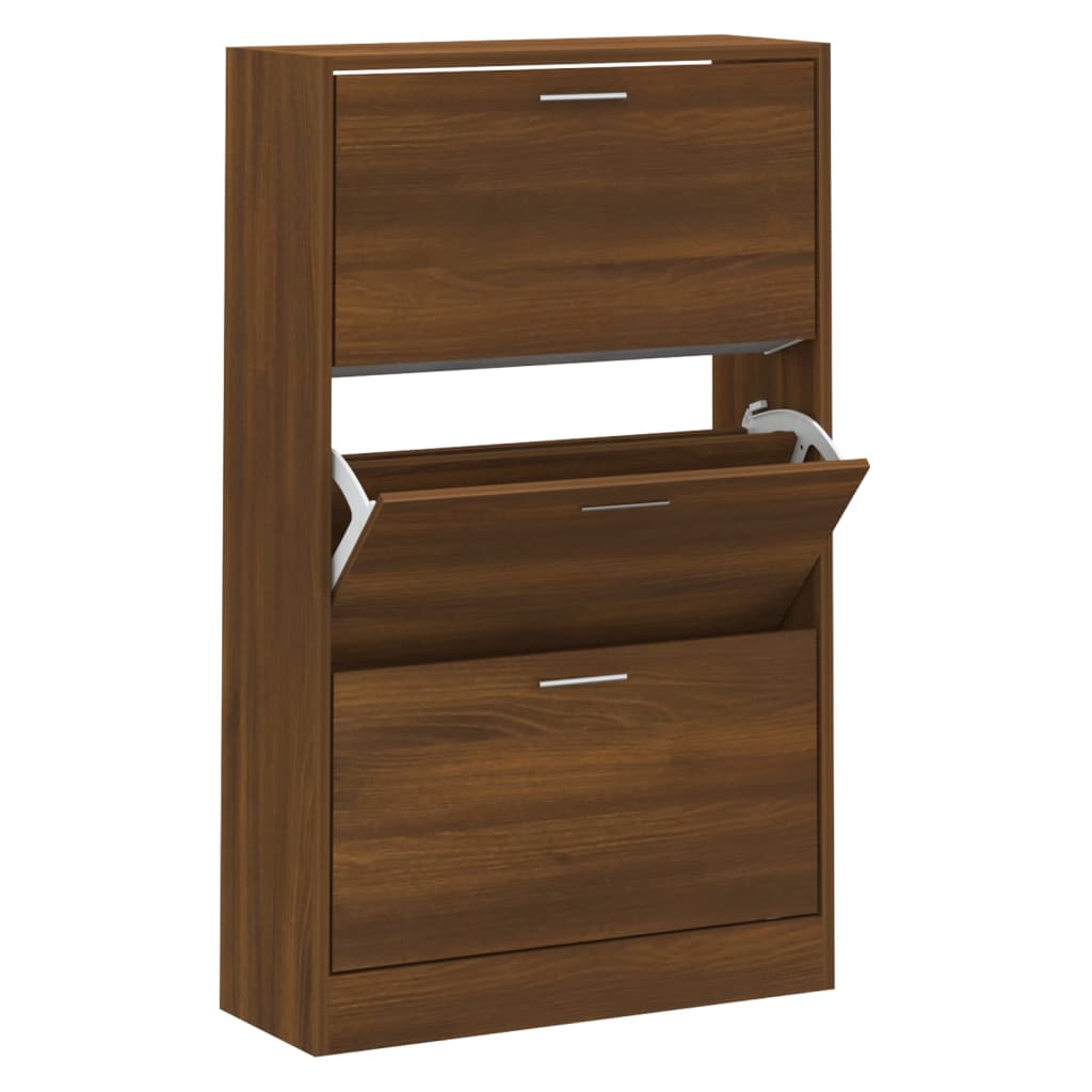 Shoe Cabinet Brown Oak 63x24x103 cm Engineered Wood