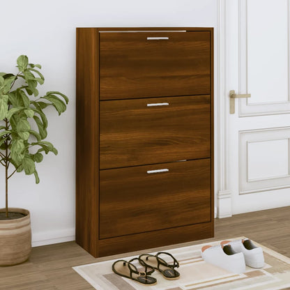 Shoe Cabinet Brown Oak 63x24x103 cm Engineered Wood