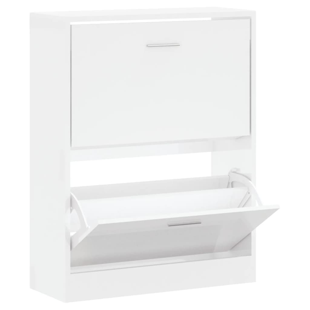 Shoe Cabinet High Gloss White 63x24x81 cm Engineered Wood