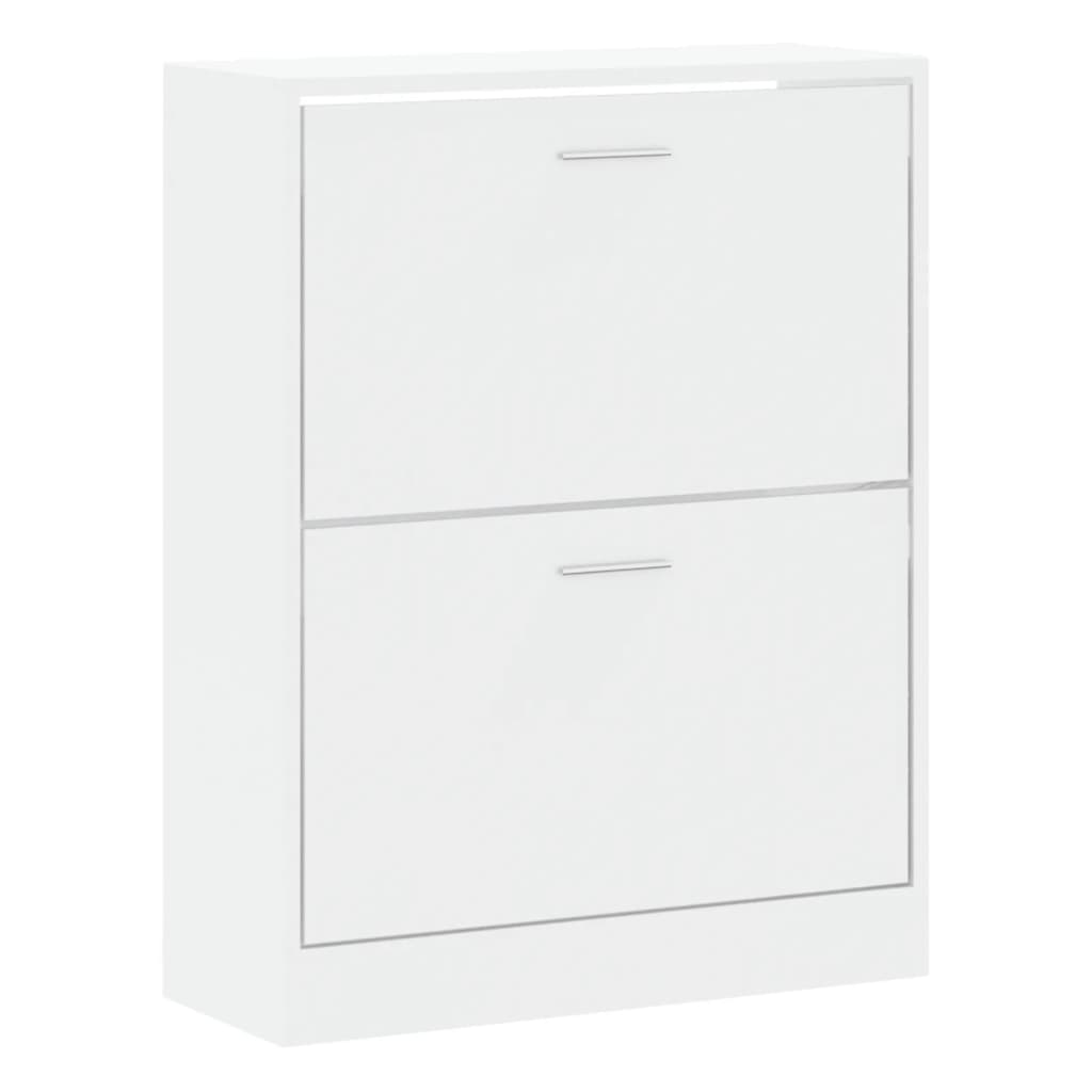 Shoe Cabinet High Gloss White 63x24x81 cm Engineered Wood