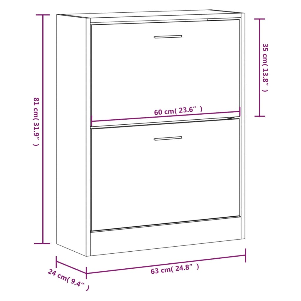 Shoe Cabinet Brown Oak 63x24x81 cm Engineered Wood