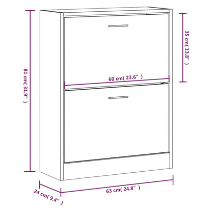 Shoe Cabinet Brown Oak 63x24x81 cm Engineered Wood