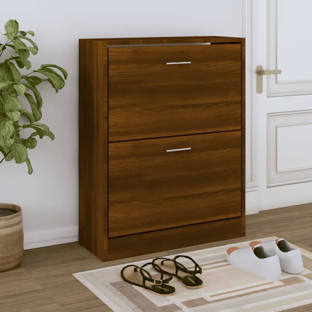 Shoe Cabinet Brown Oak 63x24x81 cm Engineered Wood