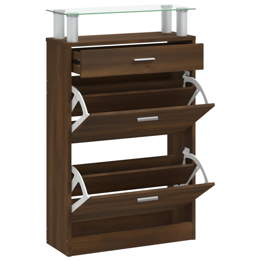 Shoe Cabinet Brown Oak 63x24x104 cm Engineered Wood