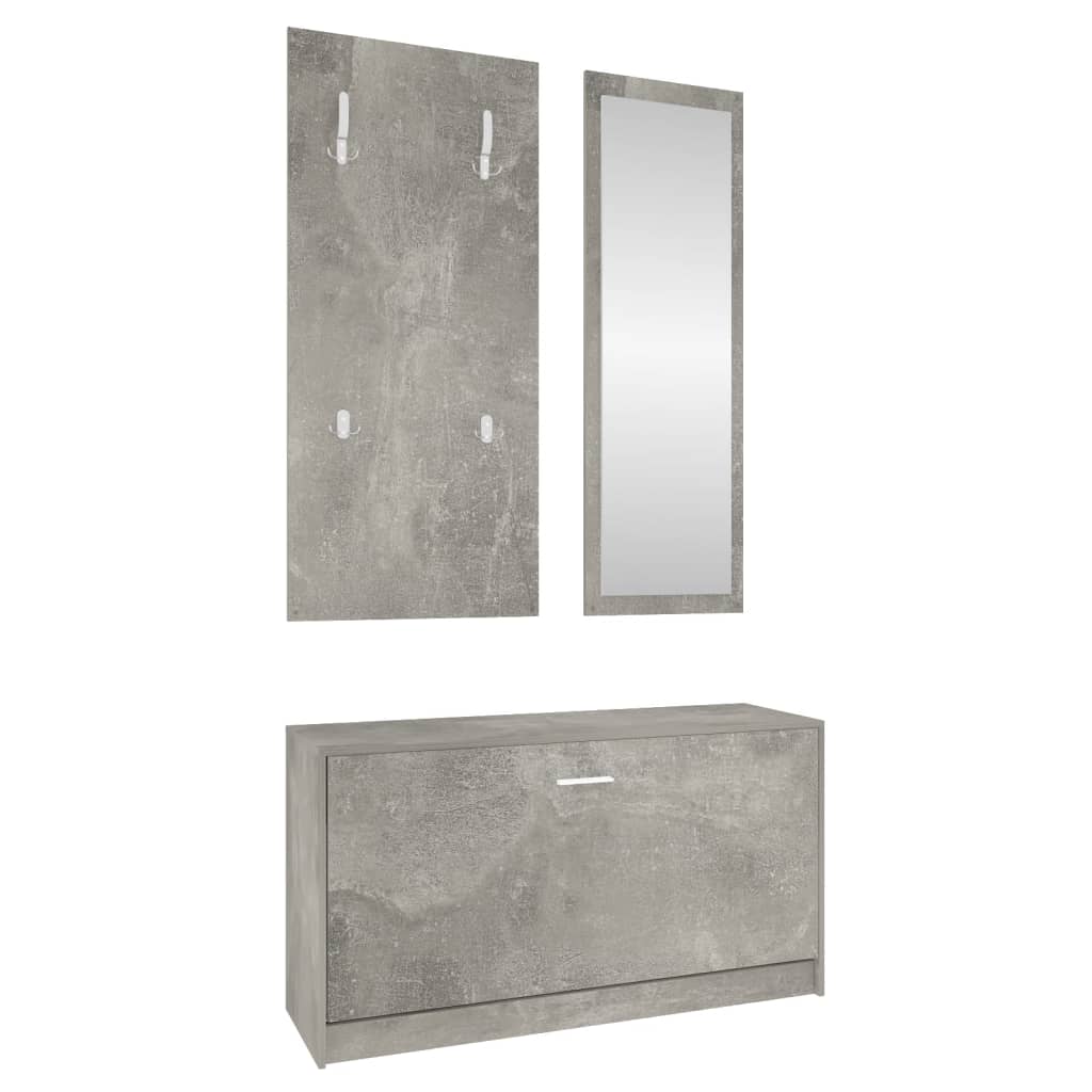 3-in-1 Shoe Cabinet Set Concrete Grey Engineered Wood