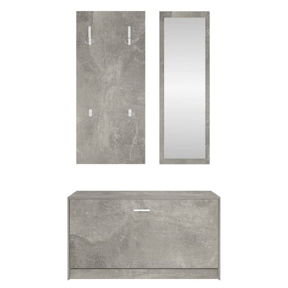 3-in-1 Shoe Cabinet Set Concrete Grey Engineered Wood