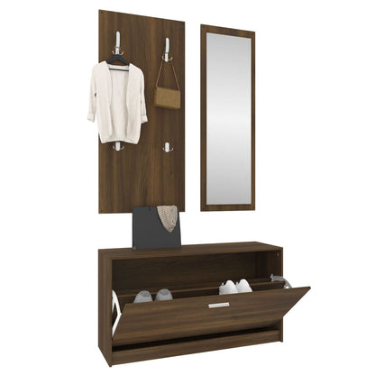 3-in-1 Shoe Cabinet Set Brown Oak Engineered Wood