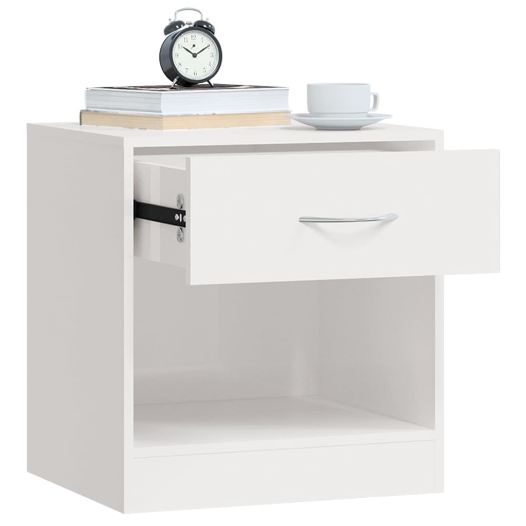 Bedside Cabinets 2 pcs with Drawer High Gloss White