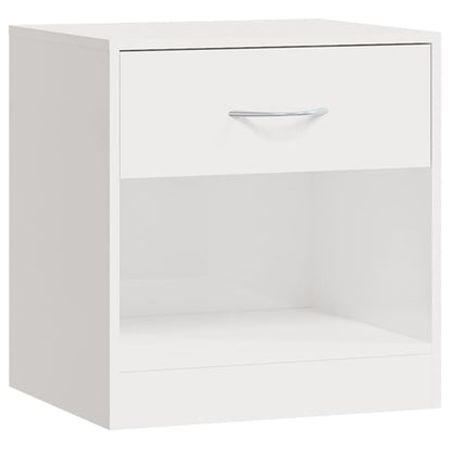 Bedside Cabinets 2 pcs with Drawer High Gloss White