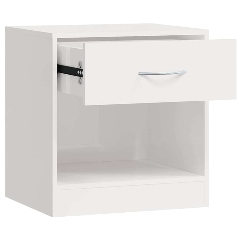 Bedside Cabinets 2 pcs with Drawer High Gloss White