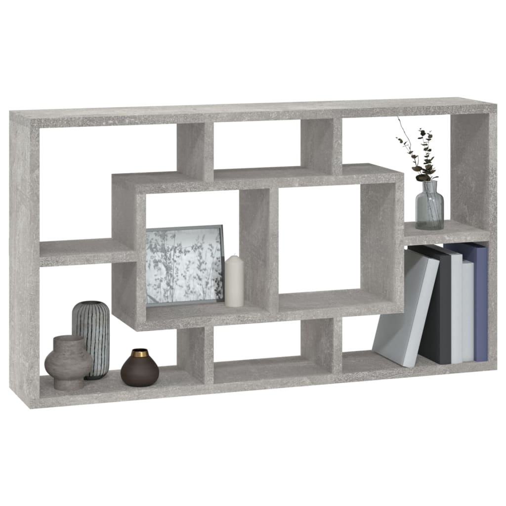 Wall Display Shelf 8 Compartments Concrete Grey