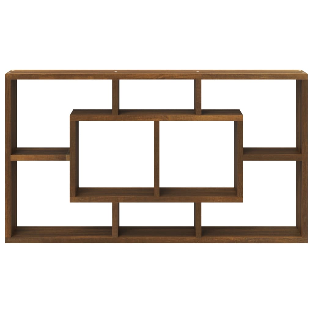 Wall Display Shelf 8 Compartments Brown Oak