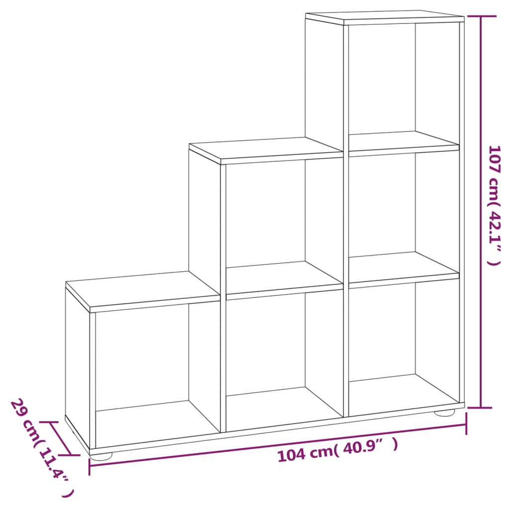 Staircase Bookcase Brown Oak 107 cm Engineered Wood