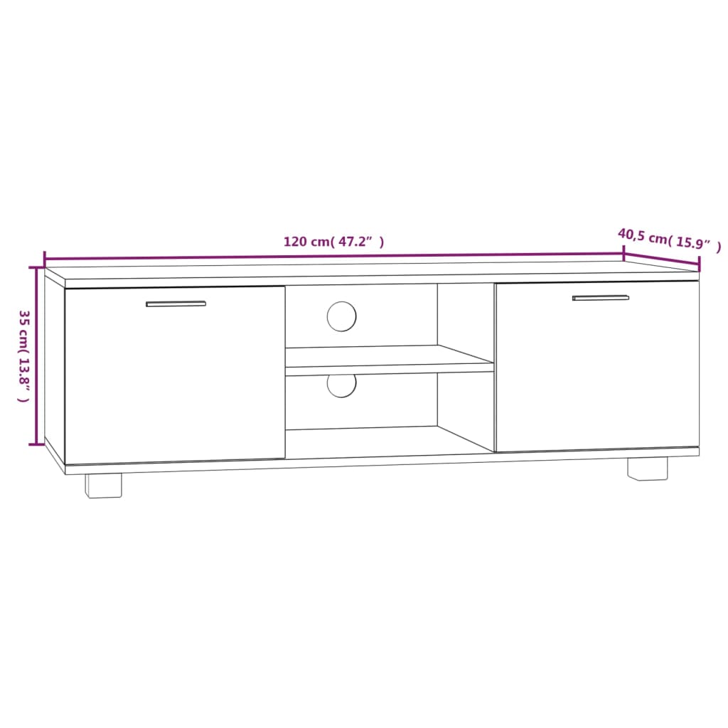 TV Cabinet White 120x40.5x35 cm Engineered Wood