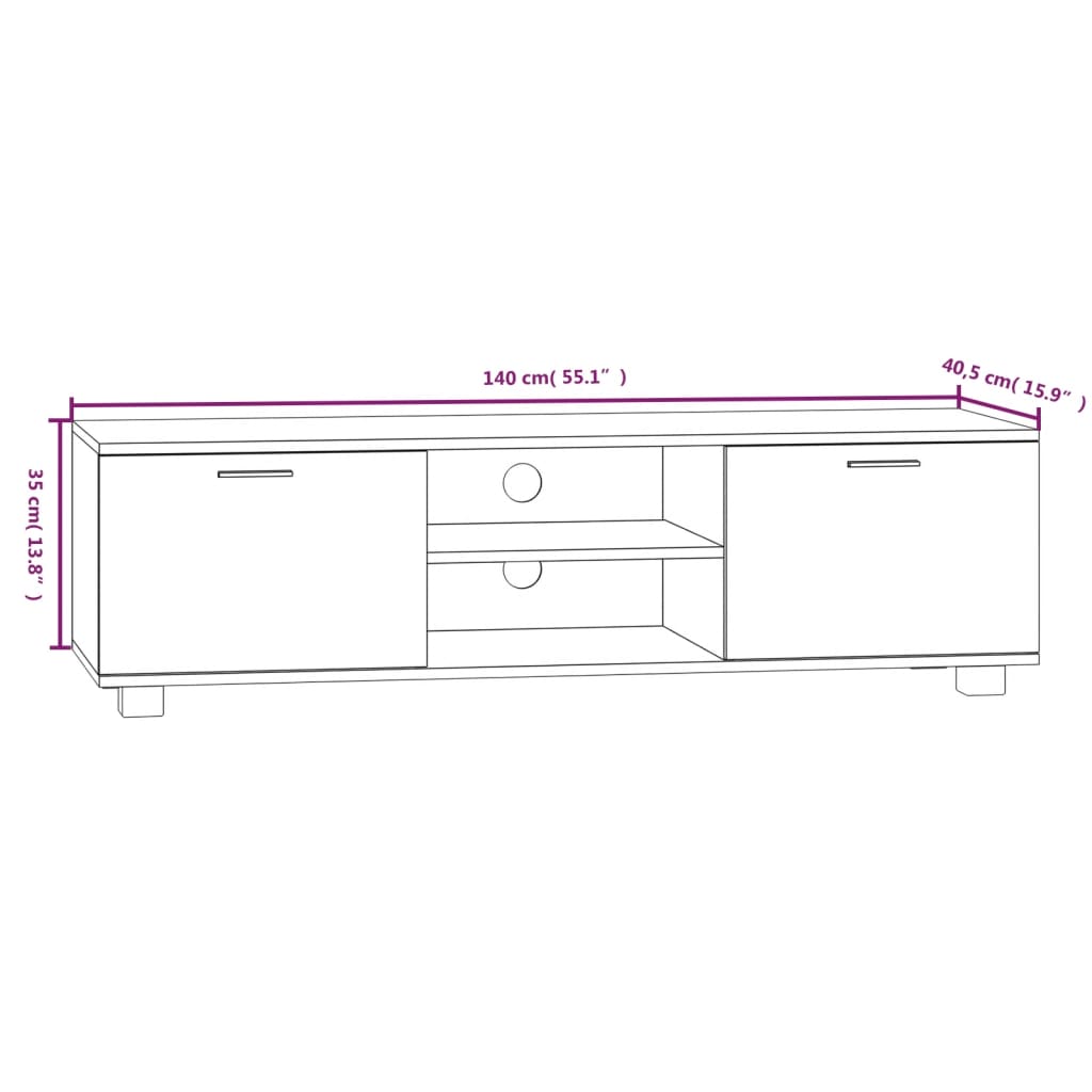 TV Cabinet White 140x40.5x35 cm Engineered Wood