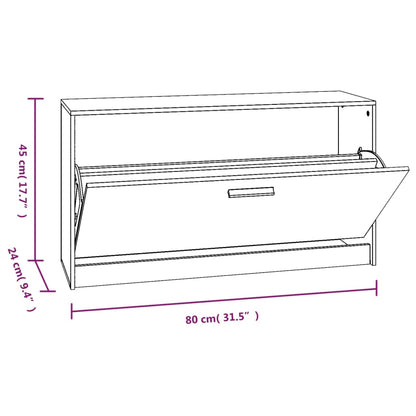 Shoe Bench Brown Oak 80x24x45 cm Engineered Wood