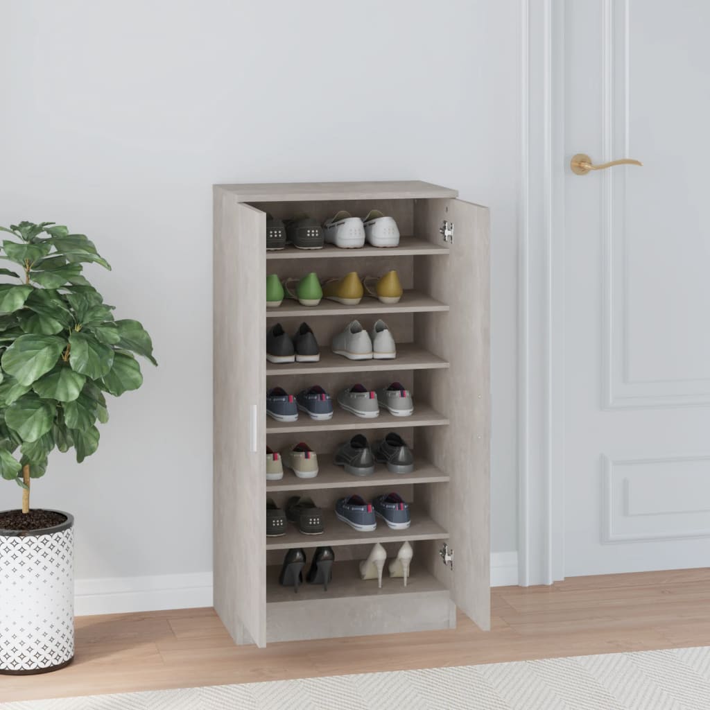 Shoe Cabinet Concrete Grey 55x35x108 cm Engineered Wood