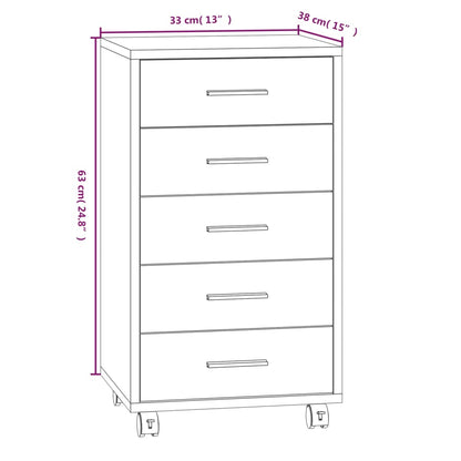 Drawer Cabinet with Castors Grey Sonoma Engineered Wood