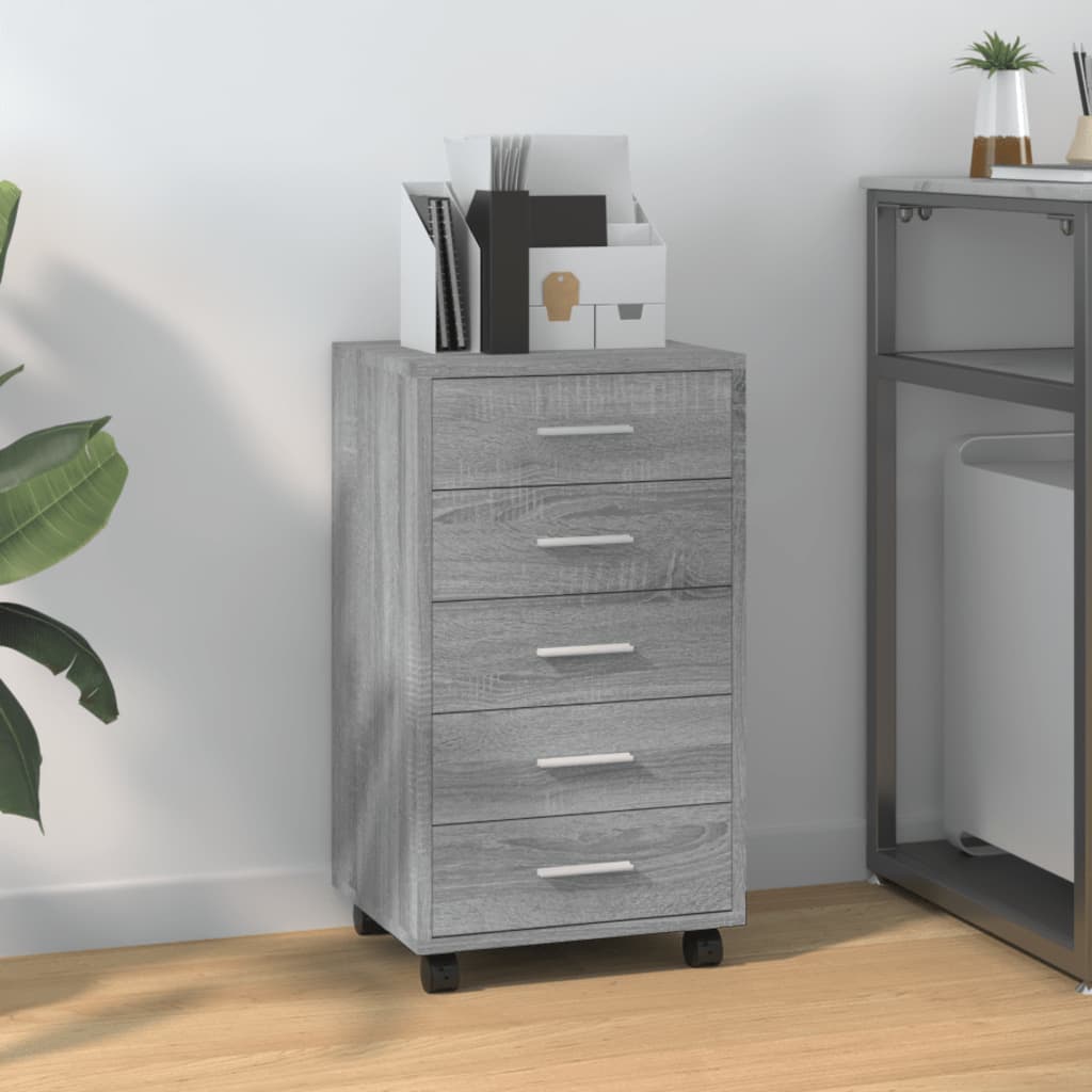 Drawer Cabinet with Castors Grey Sonoma Engineered Wood