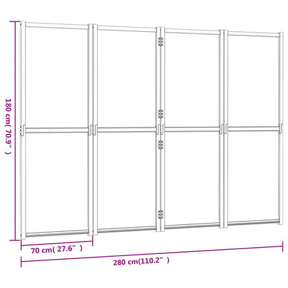 4-Panel Room Divider Black 280x180 cm