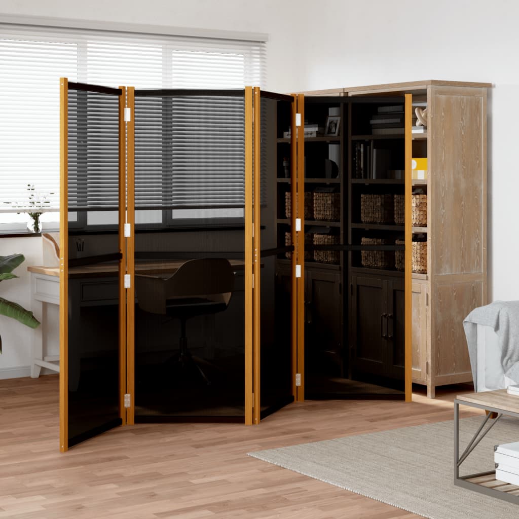 4-Panel Room Divider Black 280x180 cm