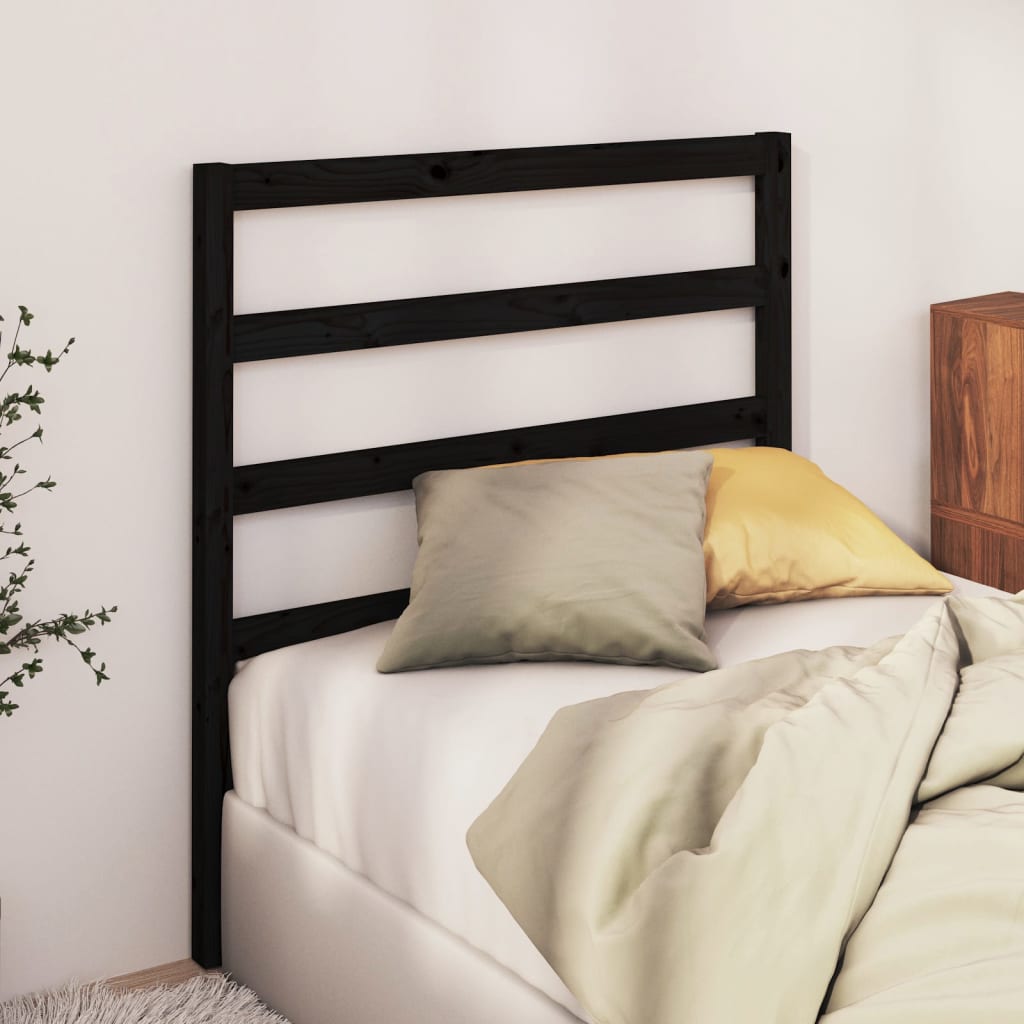 Bed Headboard Black 96x4x100 cm Solid Wood Pine