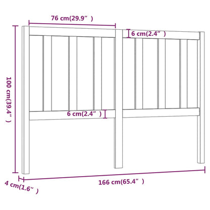 Bed Headboard Honey Brown 166x4x100 cm Solid Wood Pine