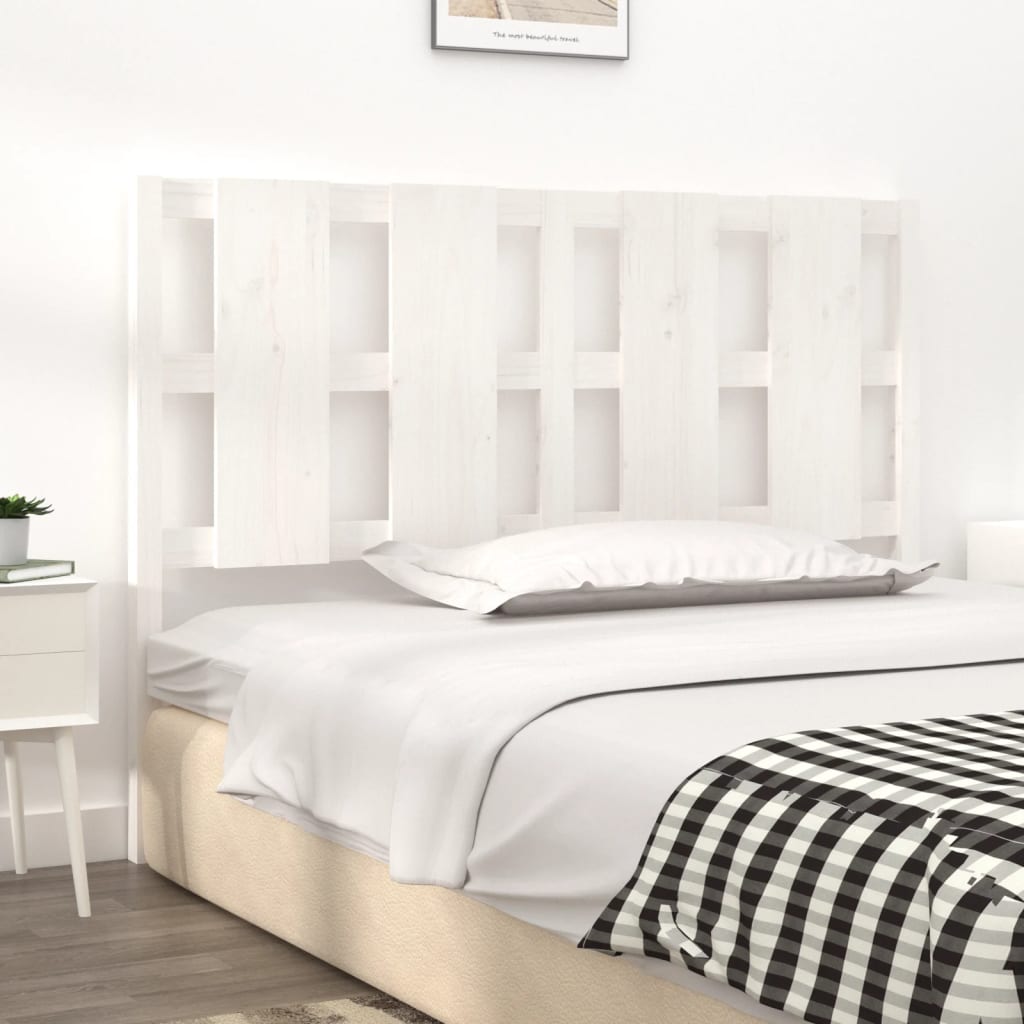 Bed Headboard White 145.5x4x100 cm Solid Wood Pine