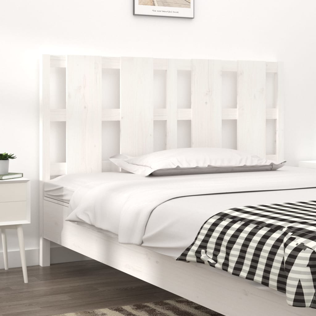 Bed Headboard White 145.5x4x100 cm Solid Wood Pine