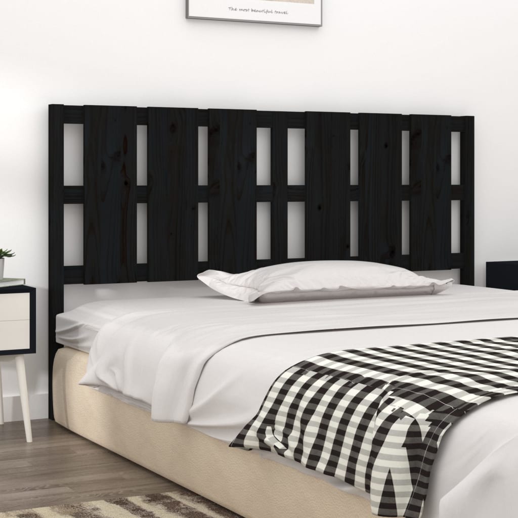 Bed Headboard Black 165.5x4x100 cm Solid Wood Pine