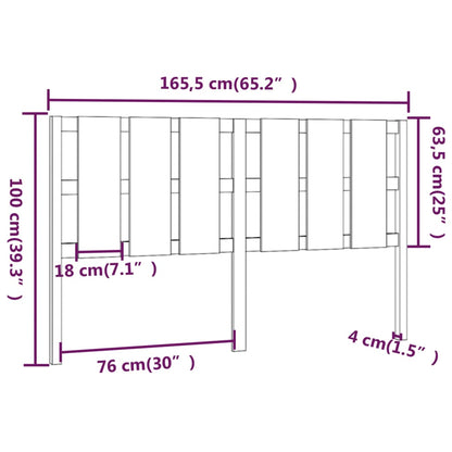 Bed Headboard Black 165.5x4x100 cm Solid Wood Pine