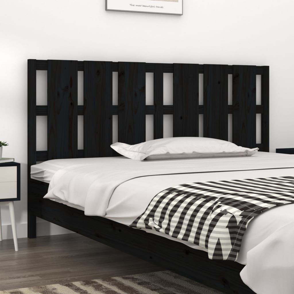 Bed Headboard Black 165.5x4x100 cm Solid Wood Pine