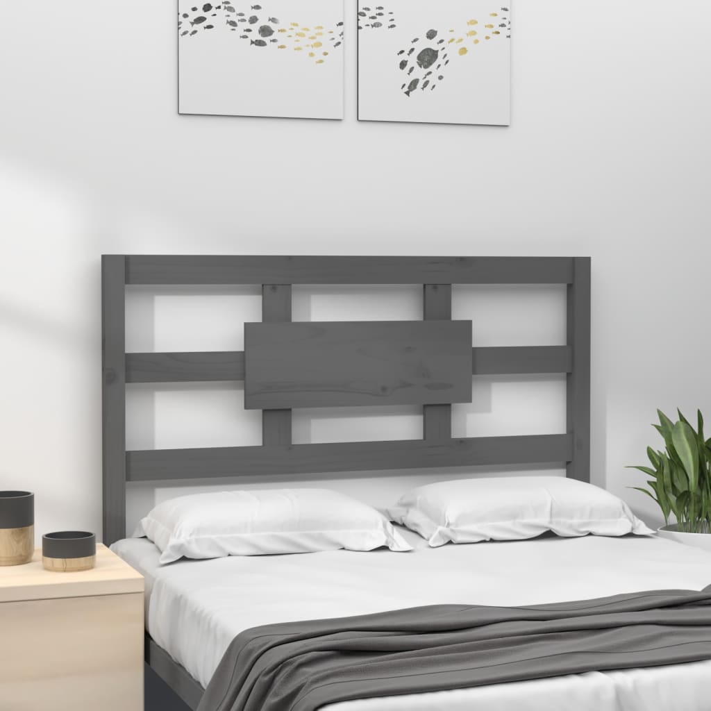 Bed Headboard Grey 95.5x4x100 cm Solid Wood Pine