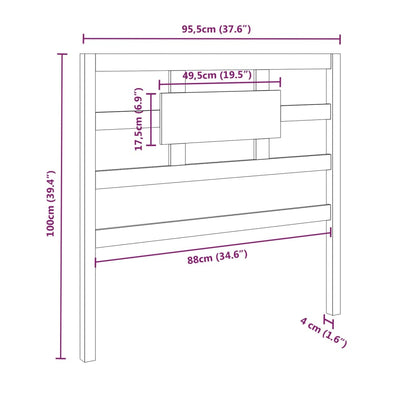 Bed Headboard Grey 95.5x4x100 cm Solid Wood Pine