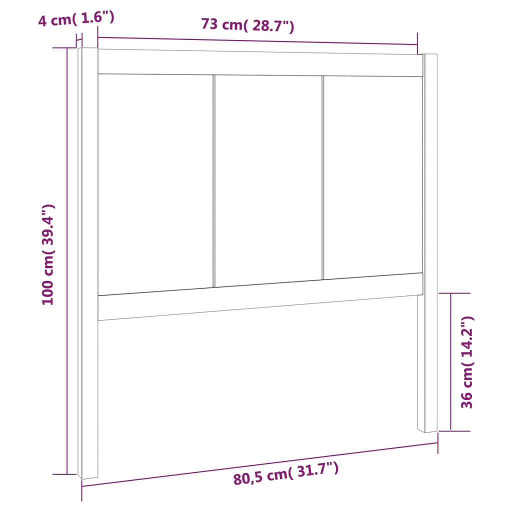 Bed Headboard 80.5x4x100 cm Solid Pine Wood