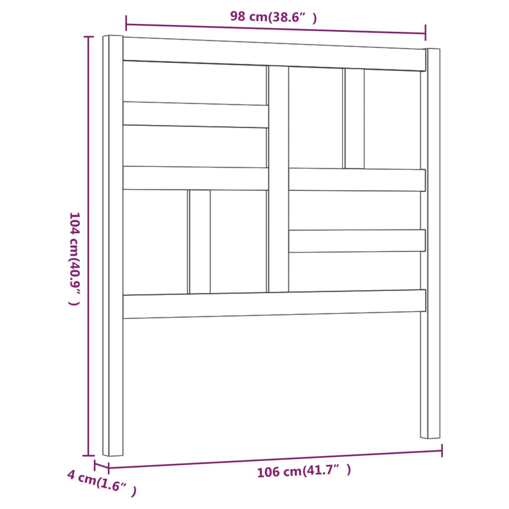 Bed Headboard White 106x4x104 cm Solid Wood Pine