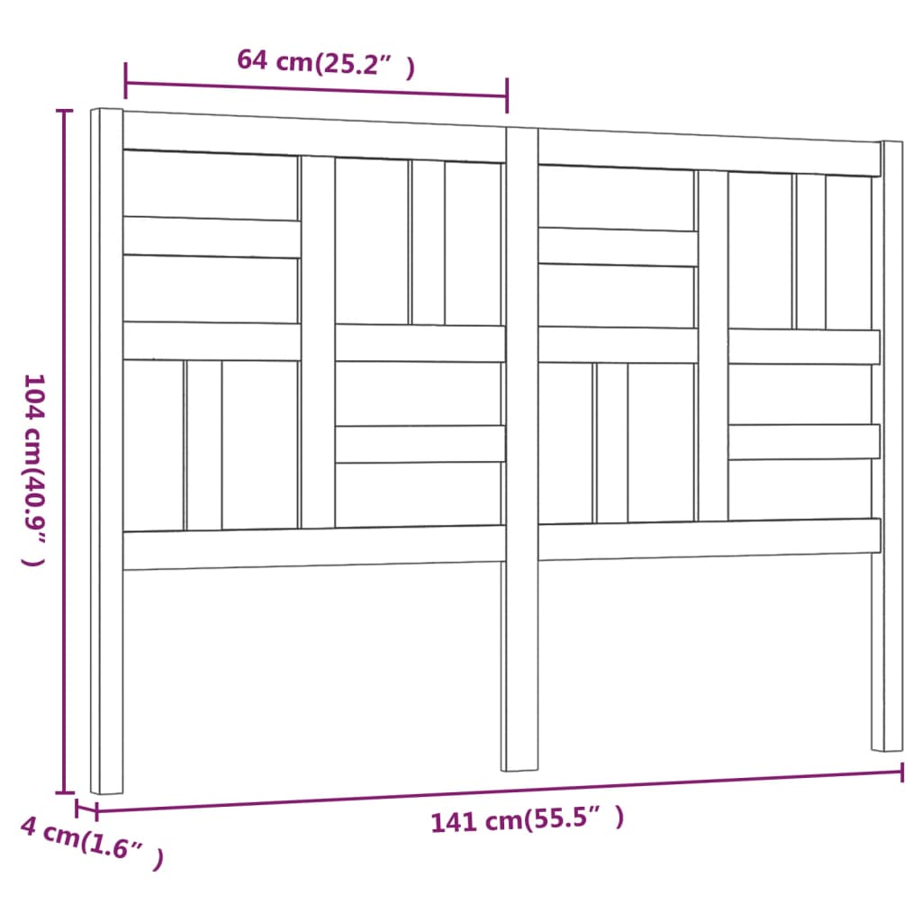 Bed Headboard Honey Brown 141x4x104 cm Solid Wood Pine