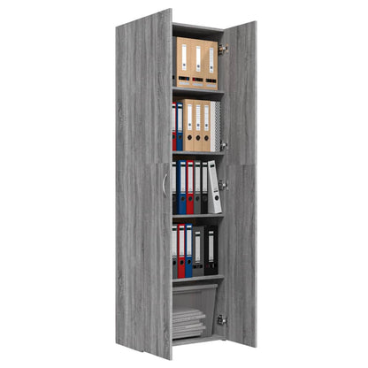 Office Cabinet Grey Sonoma 60x32x190 cm Engineered Wood