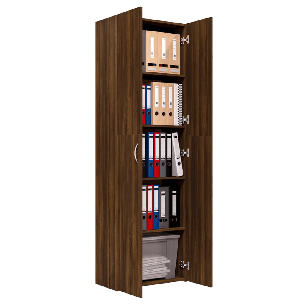 Office Cabinet Brown Oak 60x32x190 cm Engineered Wood