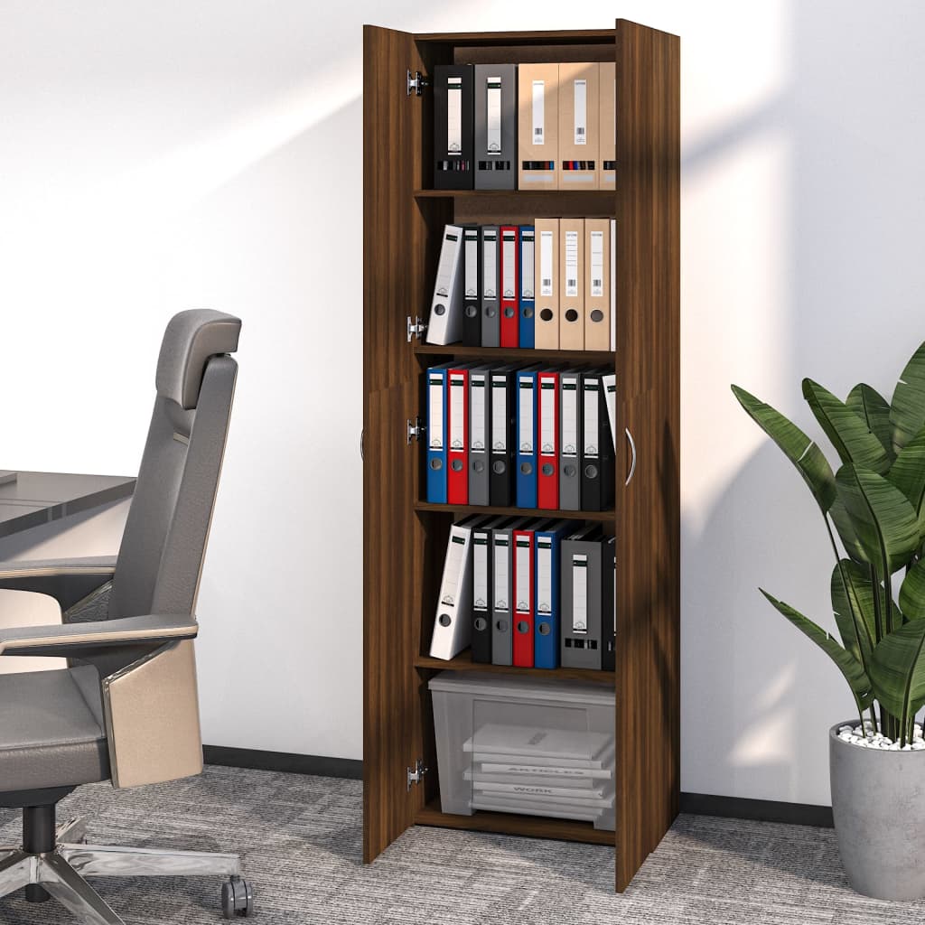 Office Cabinet Brown Oak 60x32x190 cm Engineered Wood