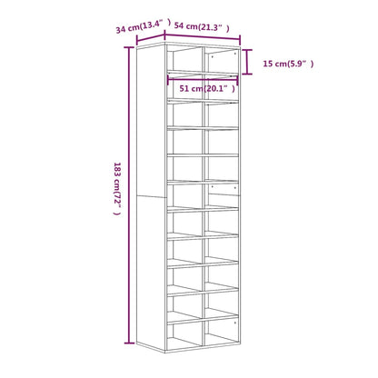 Shoe Cabinet Grey Sonoma 54x34x183 cm Engineered Wood