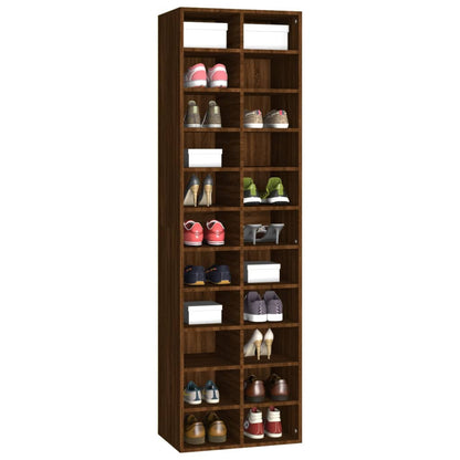 Shoe Cabinet Brown Oak 54x34x183 cm Engineered Wood