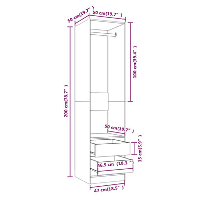 Wardrobe with Drawers Brown Oak 50x50x200 cm Engineered Wood