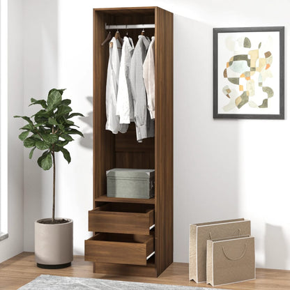 Wardrobe with Drawers Brown Oak 50x50x200 cm Engineered Wood