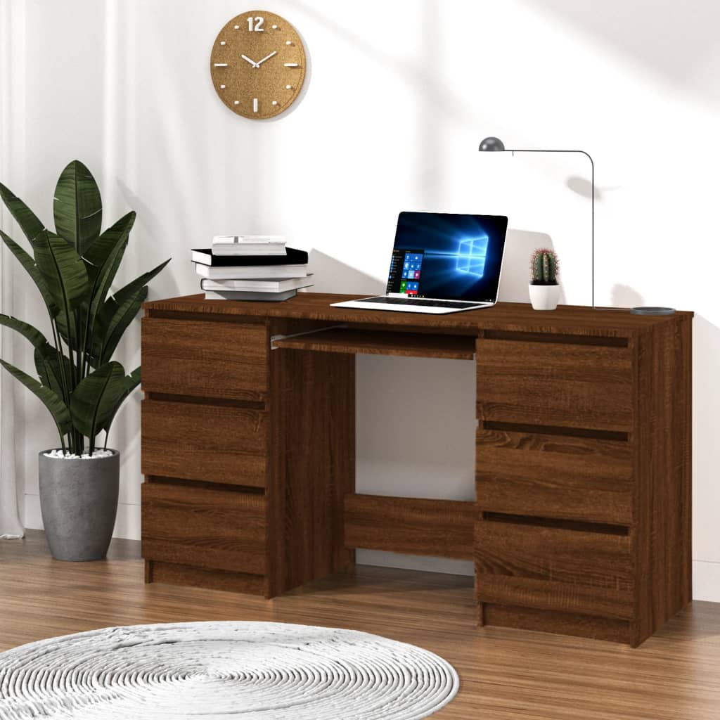 Writing Desk Brown Oak 140x50x77 cm Engineered Wood